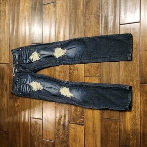 Men's Cambridge dark denim distressed stretch jeans US 32 EU 46 Made in Italy